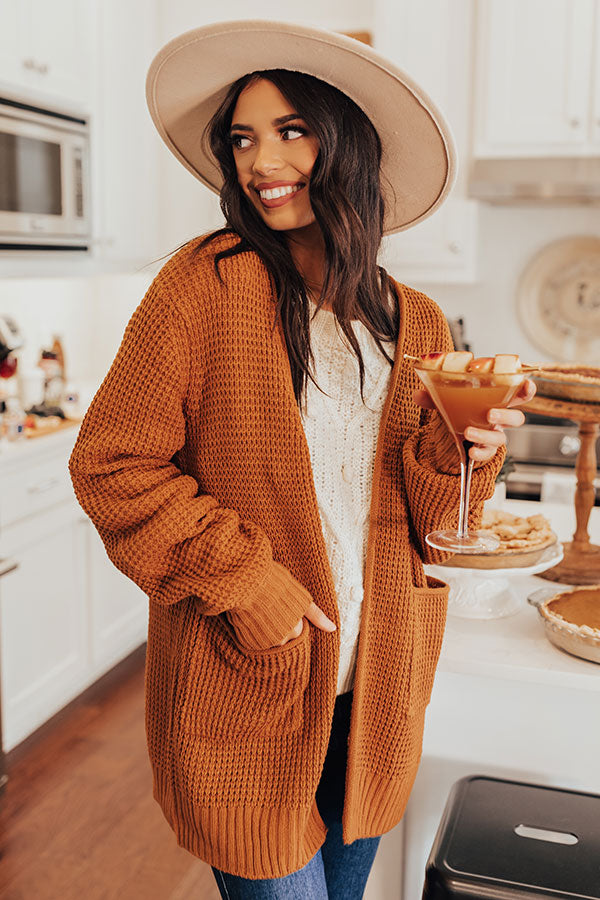 Fall Hike Knit Cardigan In Pumpkin