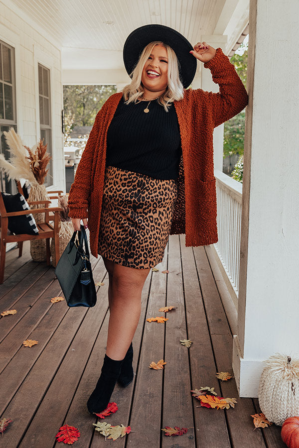 Snug A Little Closer Popcorn Knit Cardigan In Pumpkin Curves Image - 1