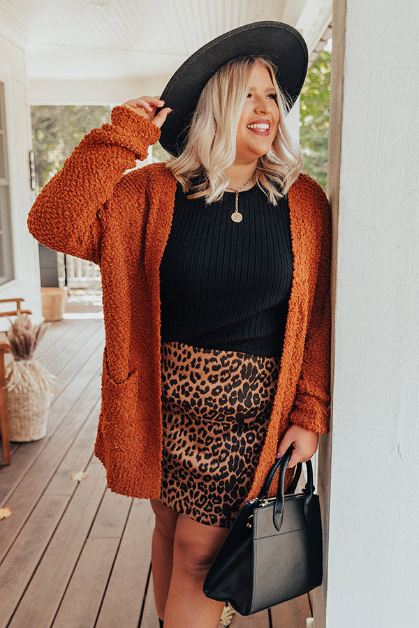 Snug A Little Closer Popcorn Knit Cardigan In Pumpkin Curves Image - 5