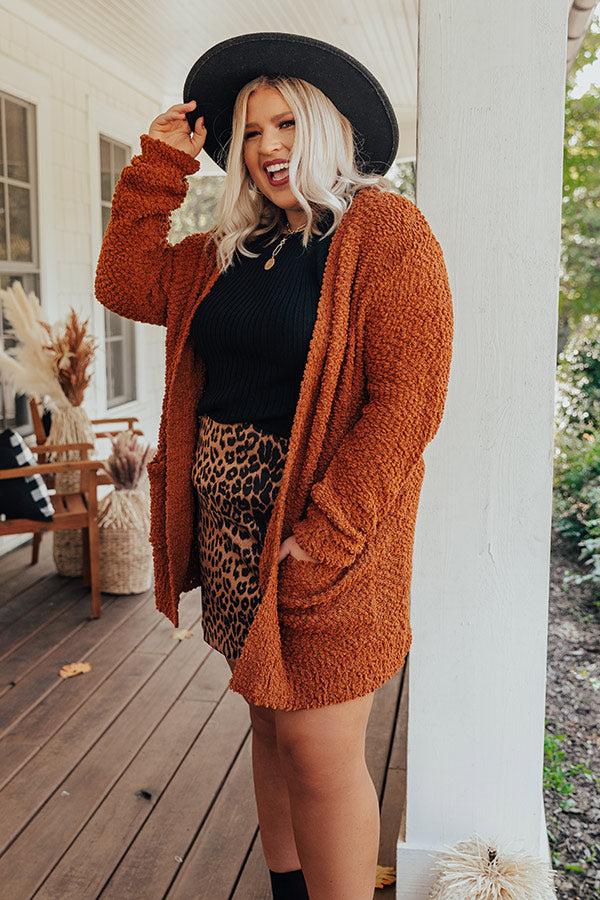 Snug A Little Closer Popcorn Knit Cardigan In Pumpkin Curves Image - 3