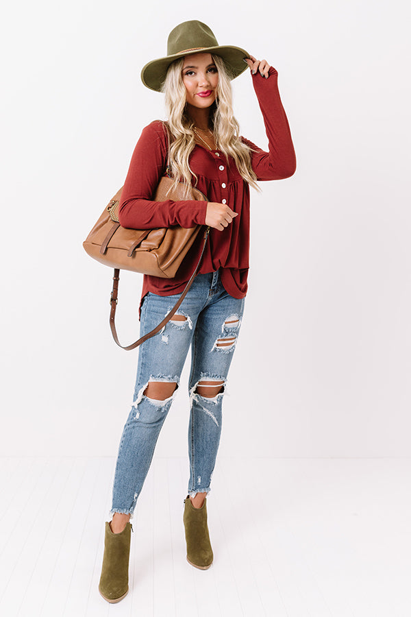 Vivid Autumn Shift Top In Dark Rust Image - 2