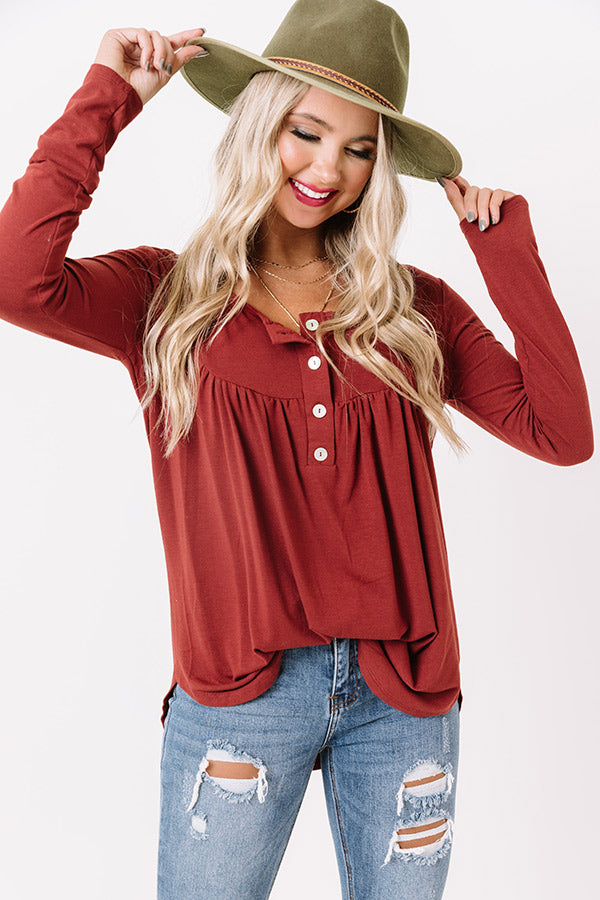 Vivid Autumn Shift Top In Dark Rust Image - 1