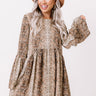 Best In Show Snake Print Babydoll Dress In Brown Image - 1