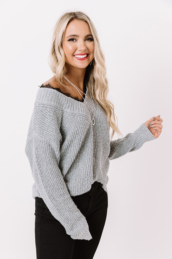 Running On Coffee Knit Sweater In Grey Image - 1