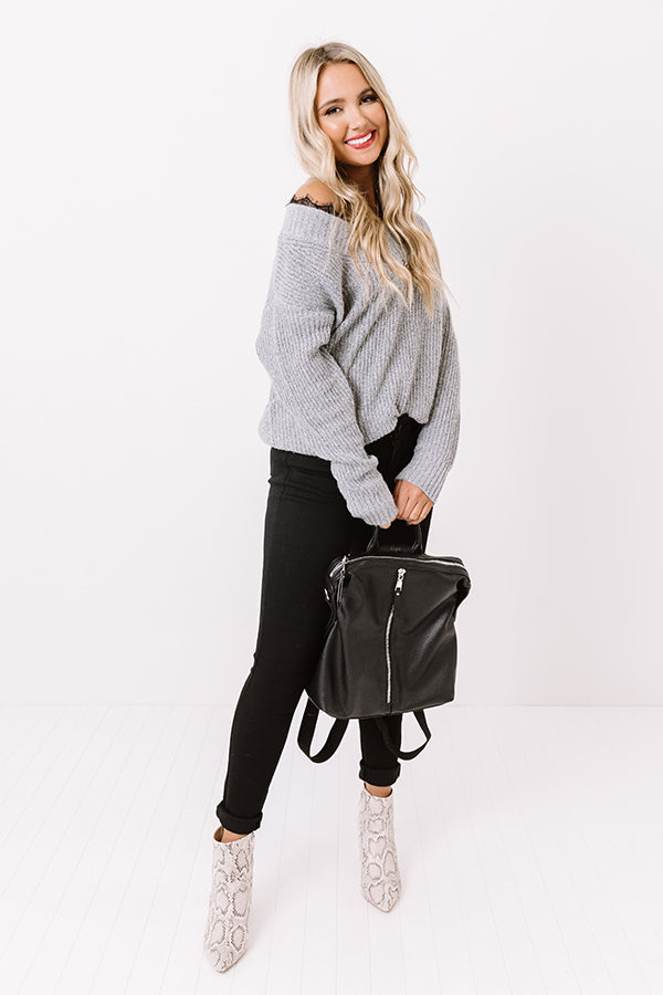 Running On Coffee Knit Sweater In Grey Image - 2