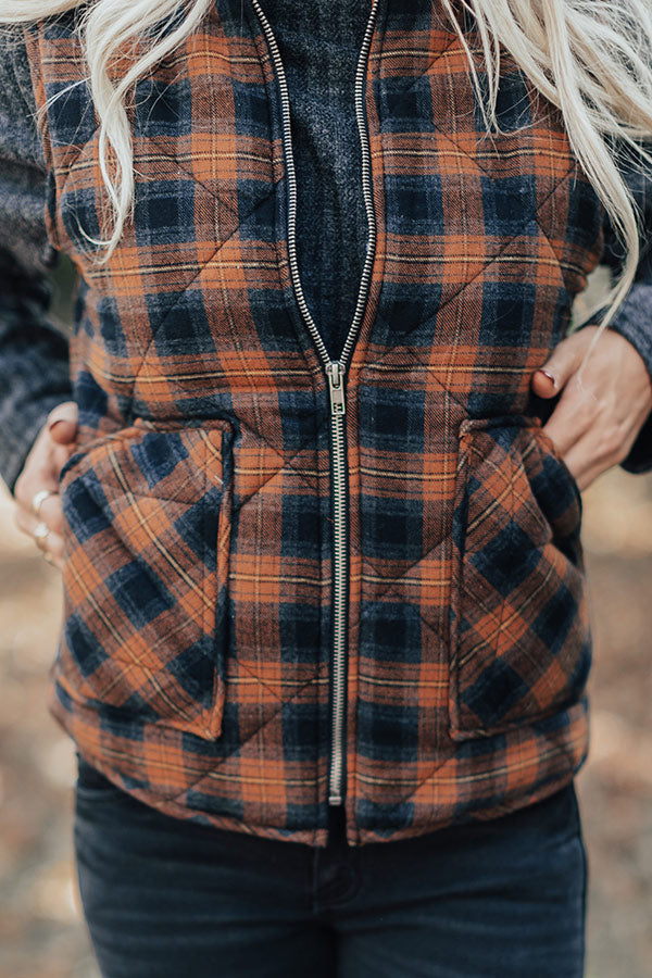 Autumn Hugs Plaid Vest In Cinnamon Image - 2