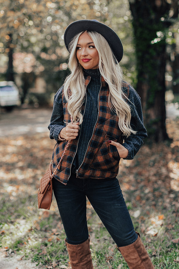 Autumn Hugs Plaid Vest In Cinnamon Image - 3