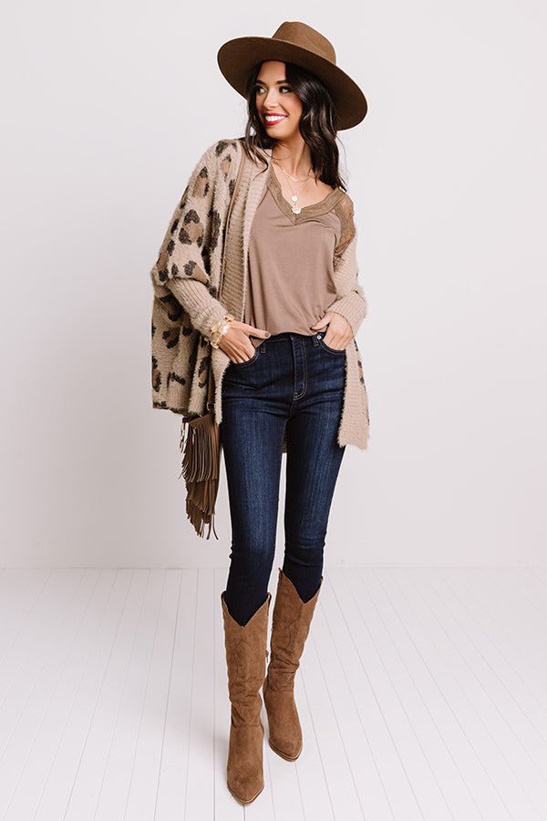 Most Valuable Layer Leopard Cardigan In Mocha Image - 2