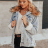 French Accent Fur Collared Denim Jacket Image - 1