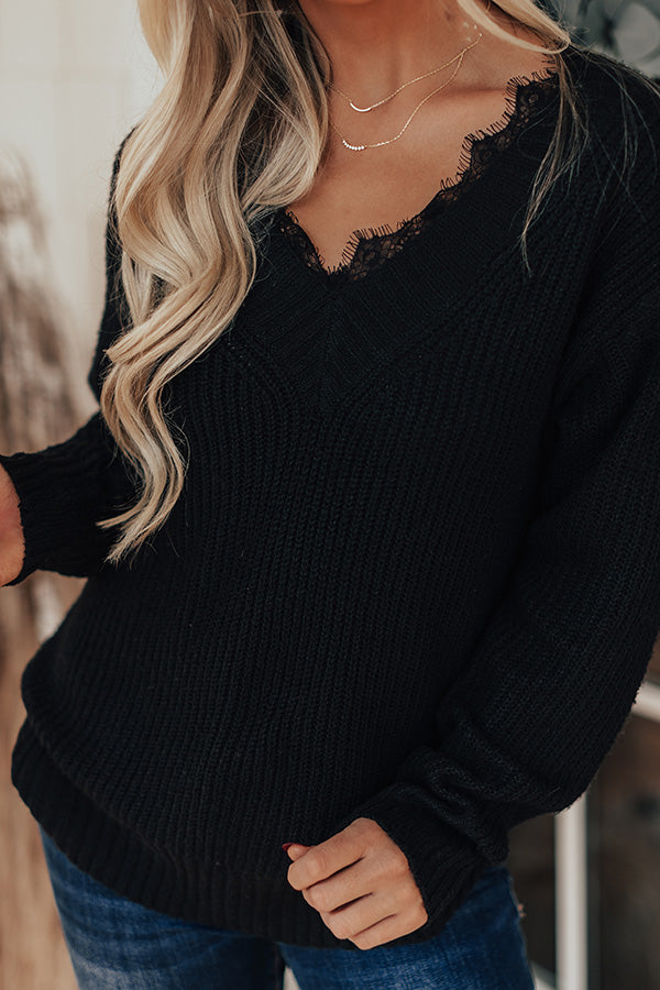 Running On Coffee Knit Sweater In Black Image - 3