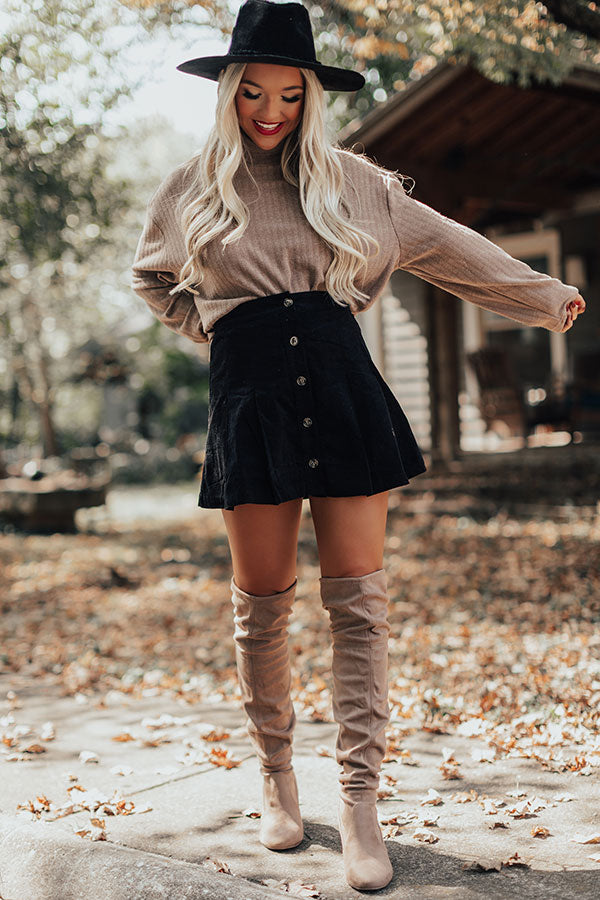 Now And Later Button Up Skirt In Black