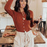 Cool And Carefree Button Up Top In Cinnamon Image - 1