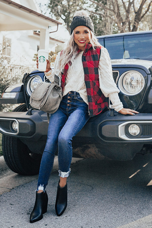 Autumn Hugs Plaid Vest In Red Image - 4