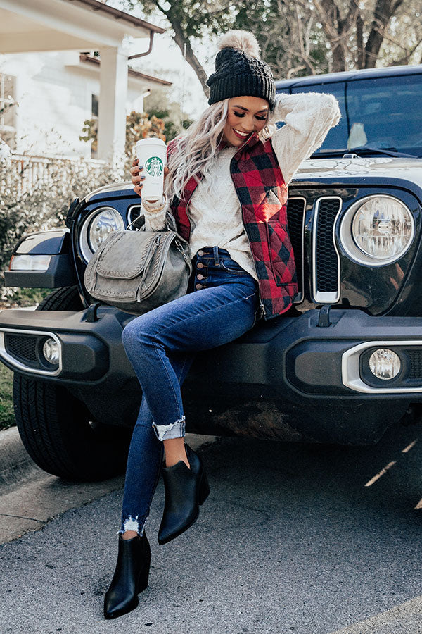 Autumn Hugs Plaid Vest In Red Image - 2