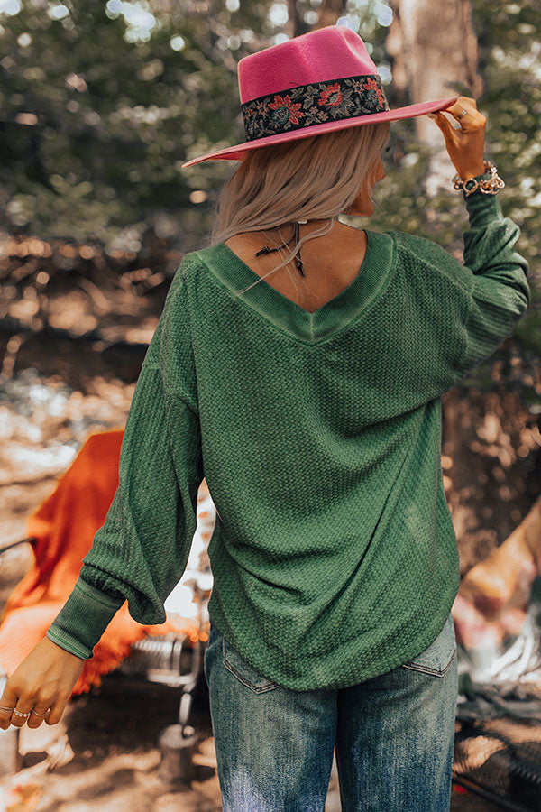 Woodsy Path Waffle Knit Top In Pear Image - 4