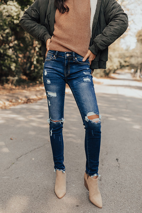 KanCan The Mayson Midrise Distressed Skinny in Dark Wash Image - 1