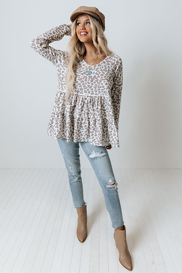 Cappuccino Cutie Leopard Shift Top in White