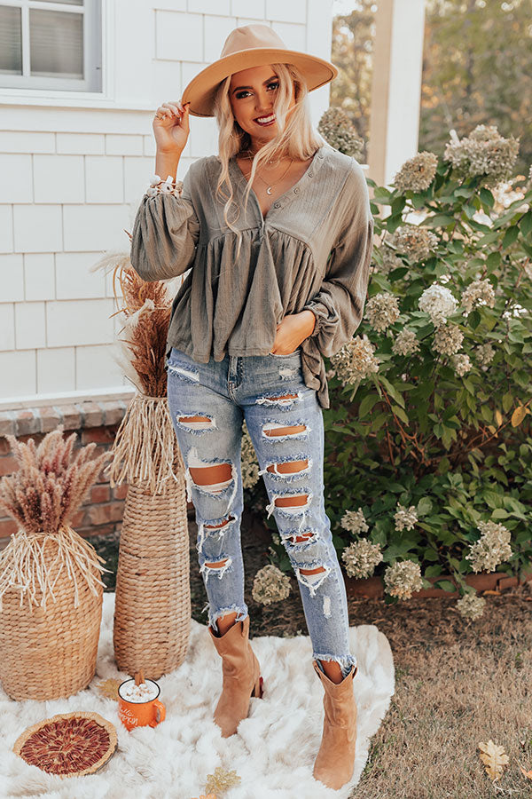 Better In Boulder Babydoll Top In Sage