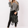 Woodsy Path Waffle Knit Top In Charcoal Image - 1