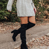 The Raven Faux Suede Thigh High Boot In Black Image - 1