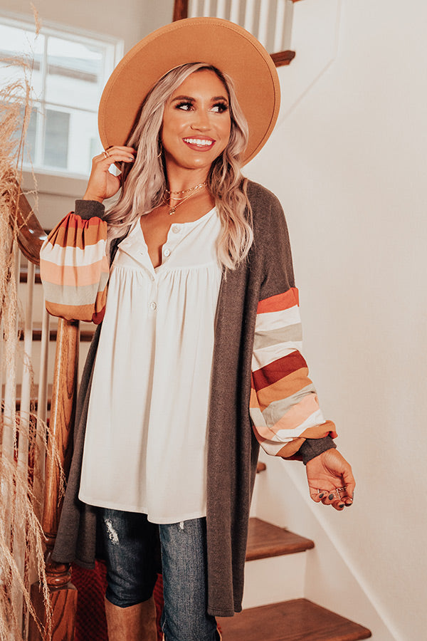 Hayride Happiness Cardigan In Charcoal