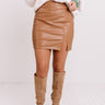 The Loey Faux Leather Skirt In Iced Mocha Image - 1