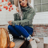 Caught Crushing Fringe Knit Sweater In Sage Image - 1