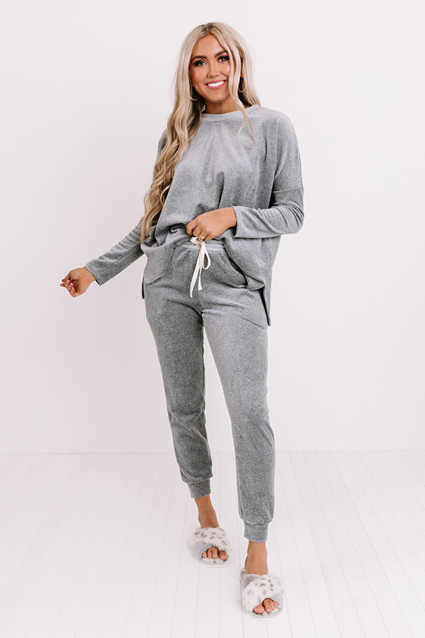 Queen Of Comfort Velour Joggers In Dark Grey