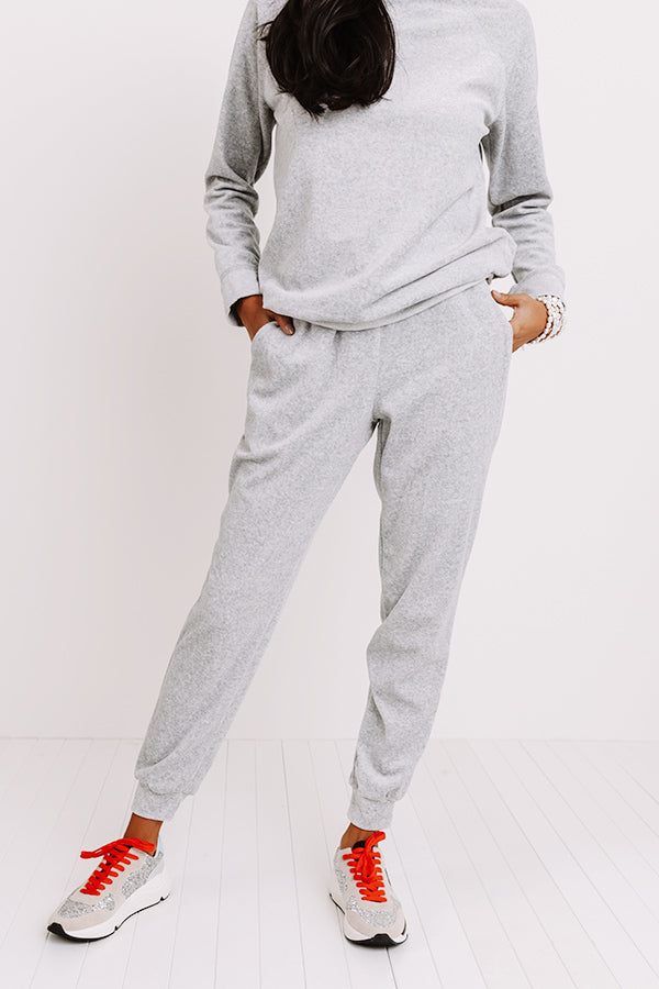 Queen Of Comfort Velour Joggers In Grey