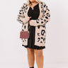 Cozy By The Fireplace Leopard Cardigan In Iced Latte   Curves Image - 1