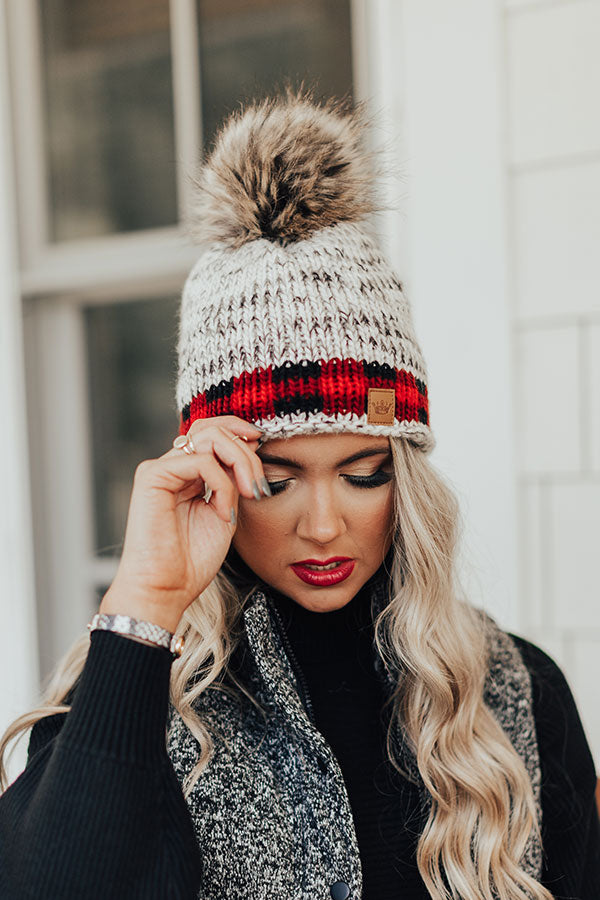 Waiting For Snow Knit Beanie In Red Image - 3