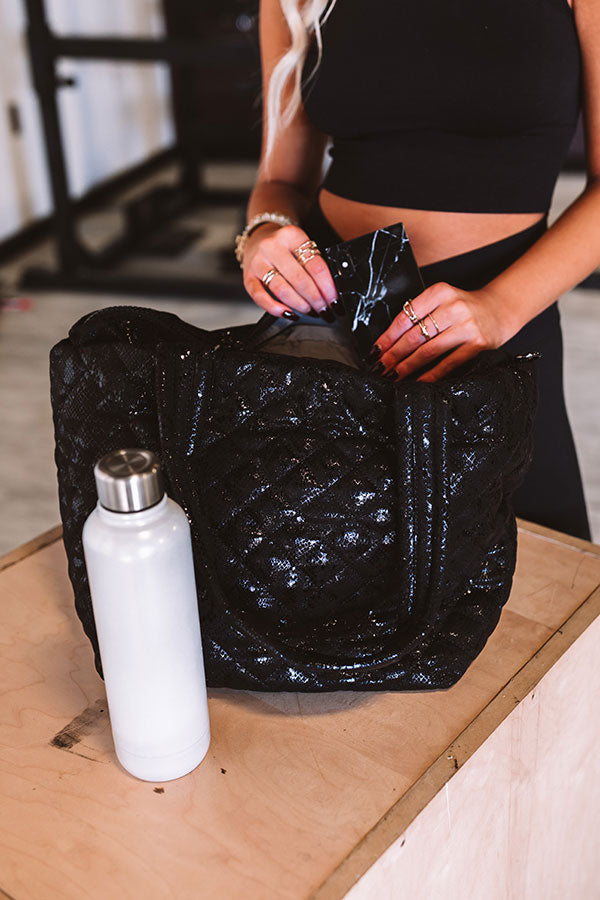 Tahoe Bound Snake Print Tote In Black