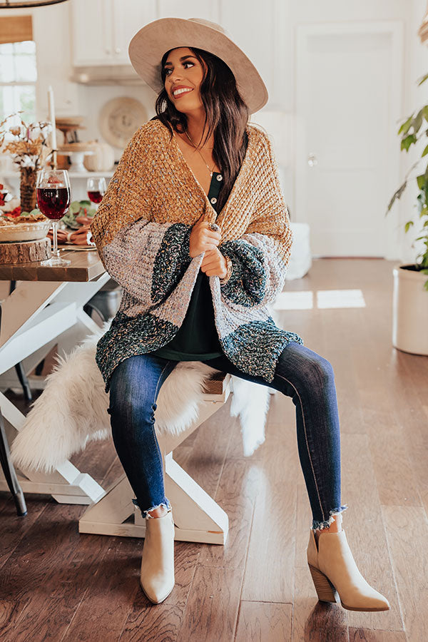 Make It A Latte Chenille Cardigan In Mustard Image - 1