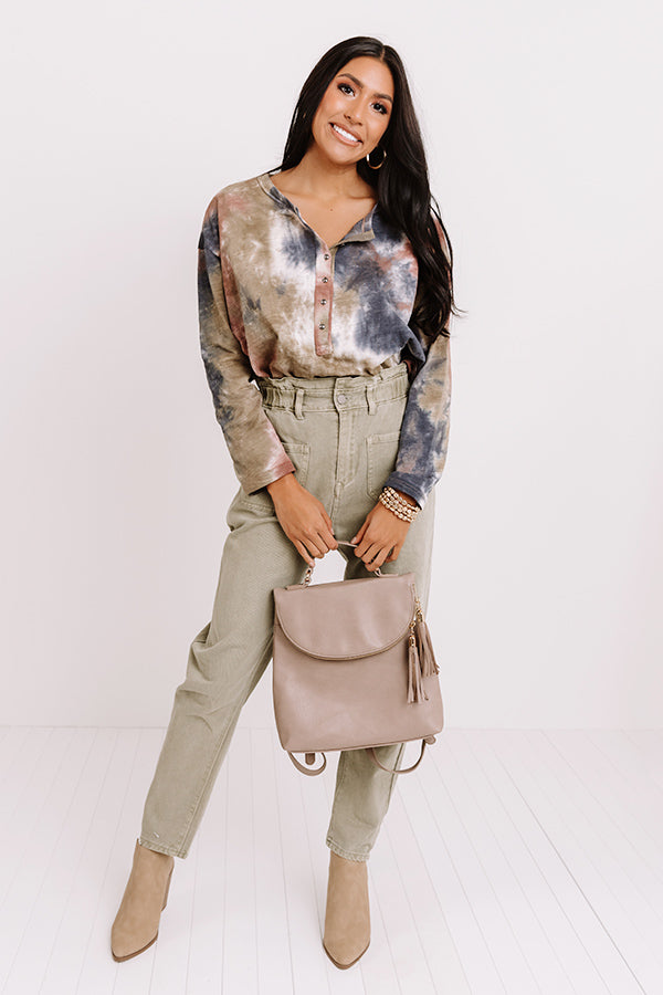 Shades Of Fall Tie Dye Top In Olive Image - 2