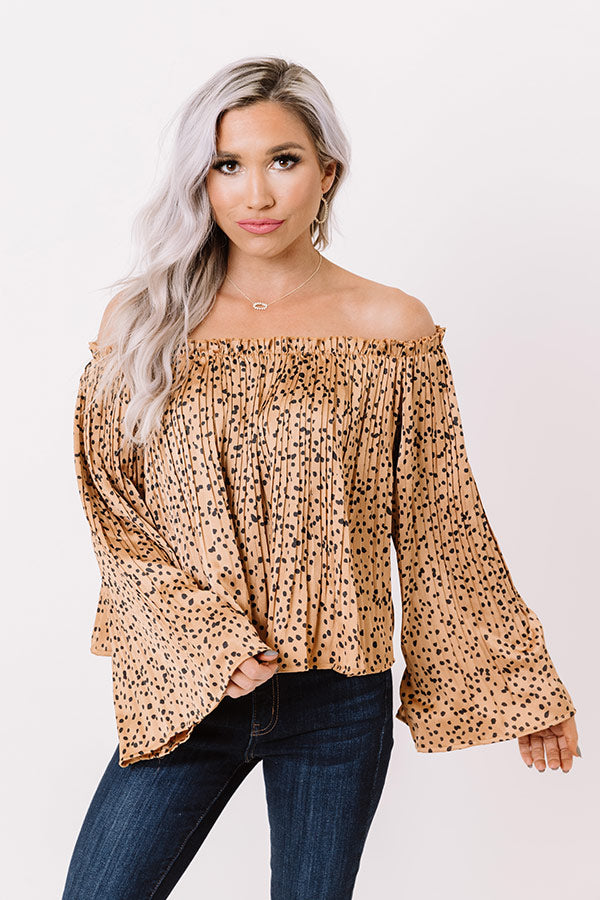 Sending My Love Off Shoulder Top In Brown Image - 2
