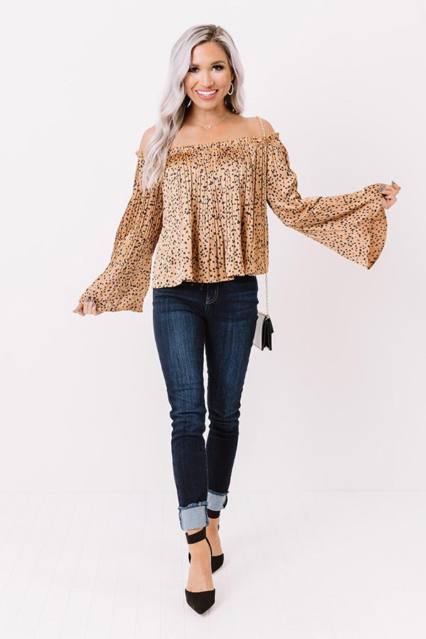 Sending My Love Off Shoulder Top In Brown