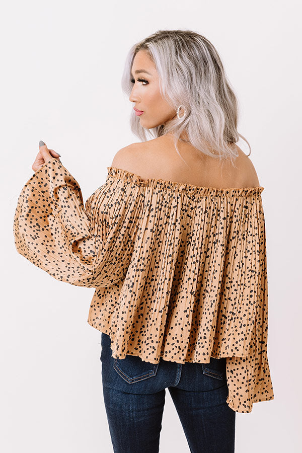 Sending My Love Off Shoulder Top In Brown Image - 4