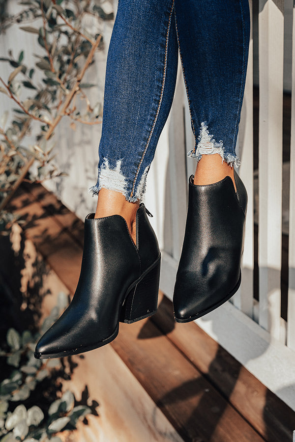 The Joanna Faux Leather Bootie in Black Image - 2