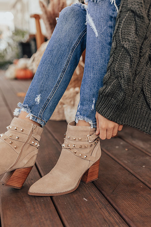 Steve Madden Cala Suede Bootie in Tan