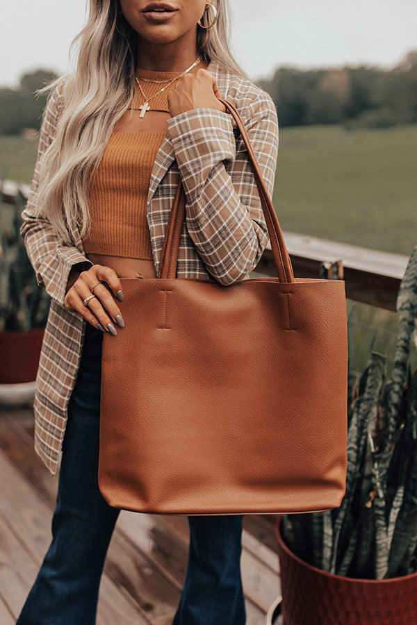 Intermission Faux Leather Tote In Brown