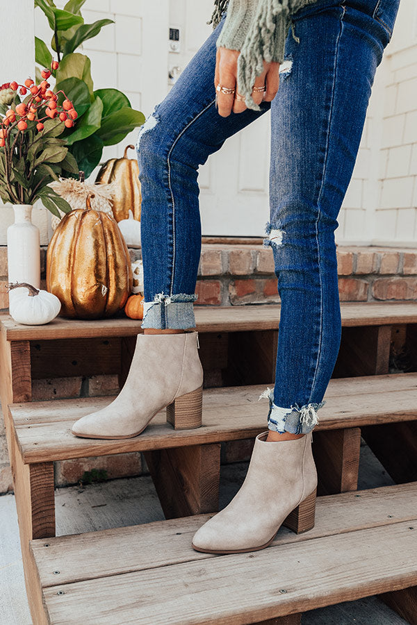 The Estelle Faux Leather Bootie in Taupe Image - 4