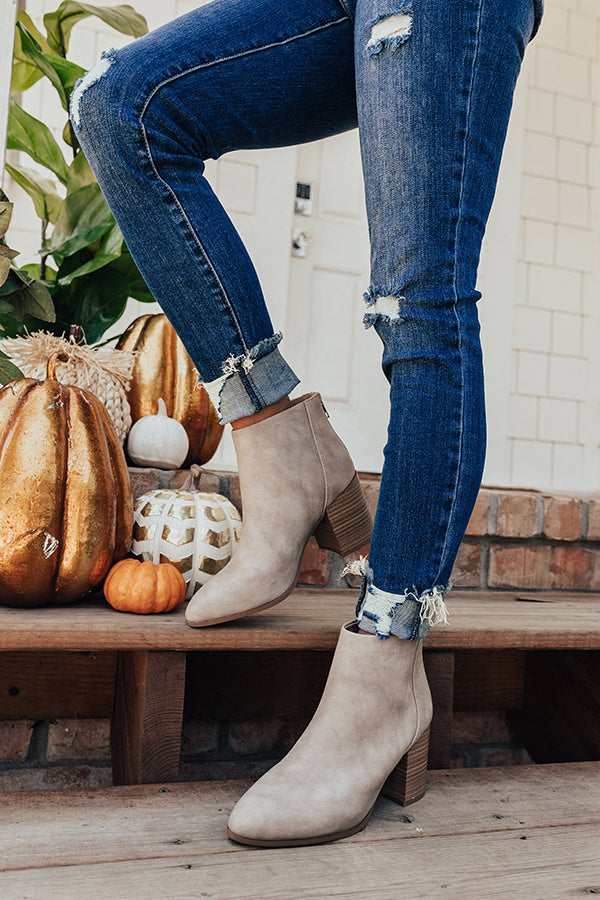 The Estelle Faux Leather Bootie in Taupe Image - 3