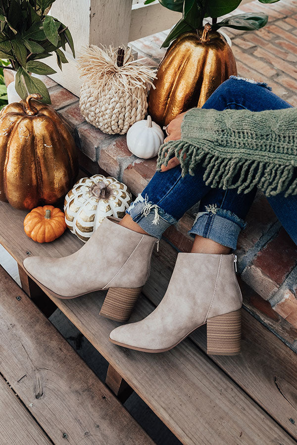 The Estelle Faux Leather Bootie in Taupe Image - 1