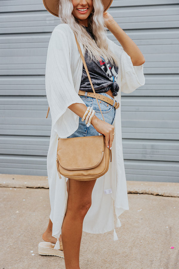 Day Date Faux Leather Crossbody In Tan