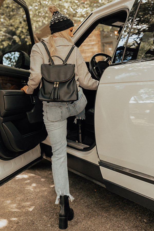 On The Way Faux Leather Backpack In Black Image - 1
