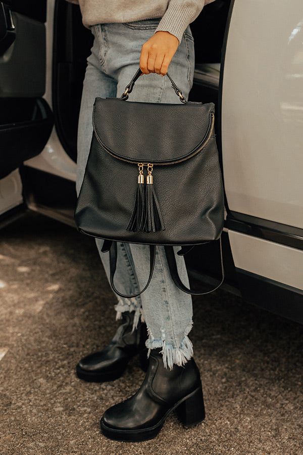 On The Way Faux Leather Backpack In Black Image - 2