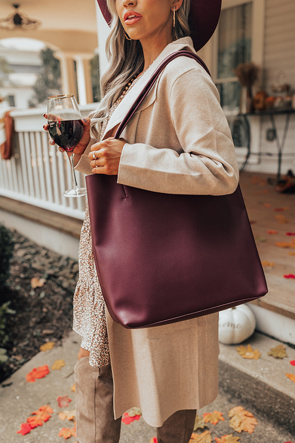 Intermission Faux Leather Tote In Windsor Wine