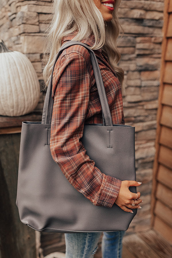 Intermission Faux Leather Tote In Dark Grey