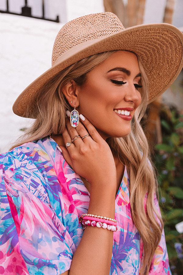 Kendra Scott Elle Gold Drop Earrings in Teal Tie Dye Illusion Image - 1