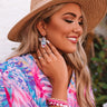 Kendra Scott Elle Gold Drop Earrings in Teal Tie Dye Illusion Image - 1